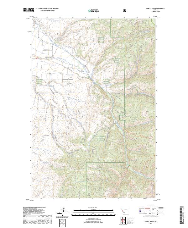 US Topo 7.5-minute map for Corley Gulch MT