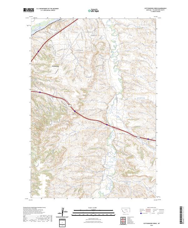 US Topo 7.5-minute map for Cottonwood Creek MT