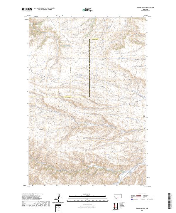 US Topo 7.5-minute map for Cow Face Hill MT