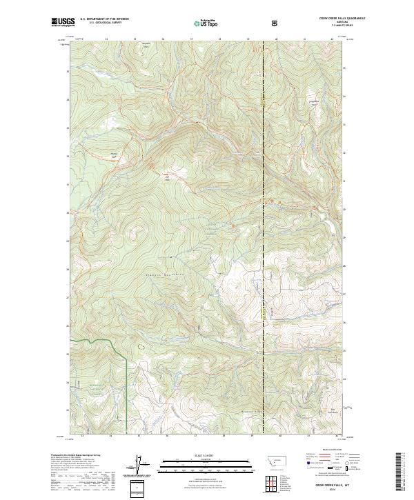 US Topo 7.5-minute map for Crow Creek Falls MT