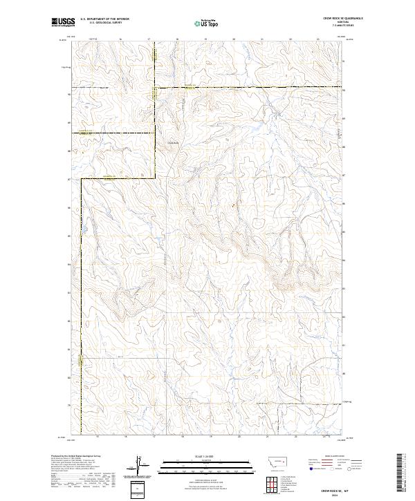 US Topo 7.5-minute map for Crow Rock SE MT