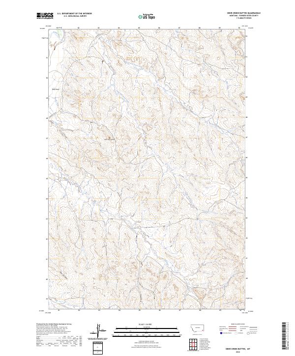 US Topo 7.5-minute map for Deer Creek Buttes MT