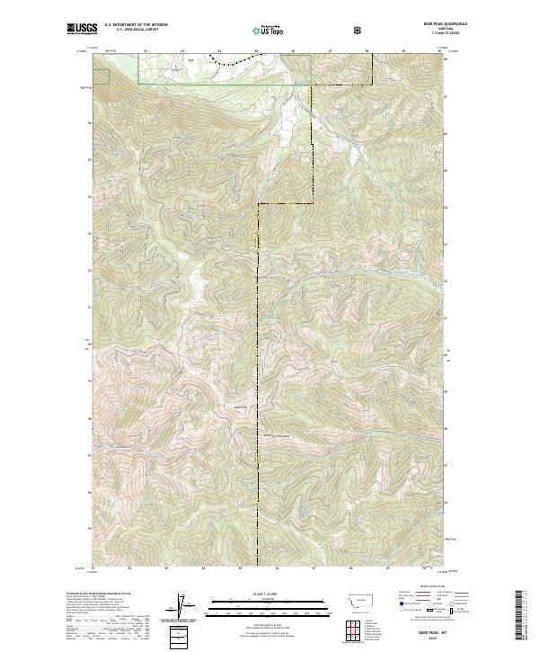 US Topo 7.5-minute map for Deer Peak MT