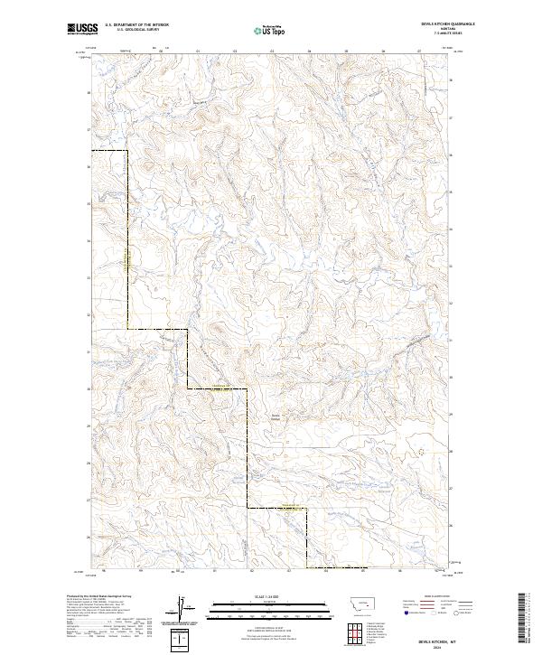 US Topo 7.5-minute map for Devils Kitchen MT