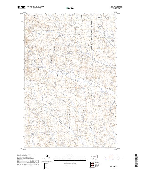 US Topo 7.5-minute map for Dice Dam MT