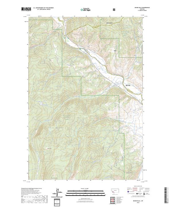 US Topo 7.5-minute map for Dickie Hills MT