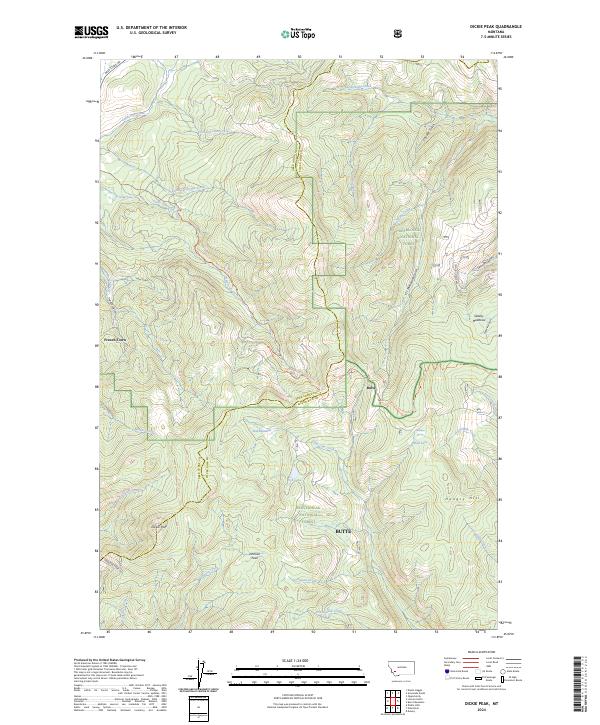 US Topo 7.5-minute map for Dickie Peak MT