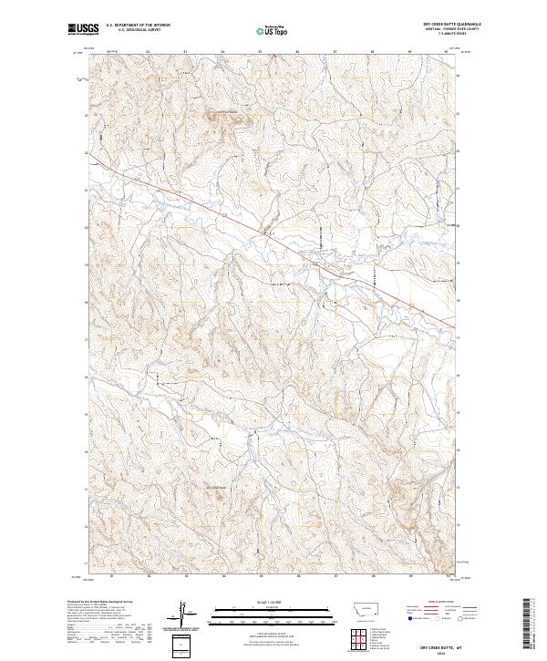 US Topo 7.5-minute map for Dry Creek Butte MT