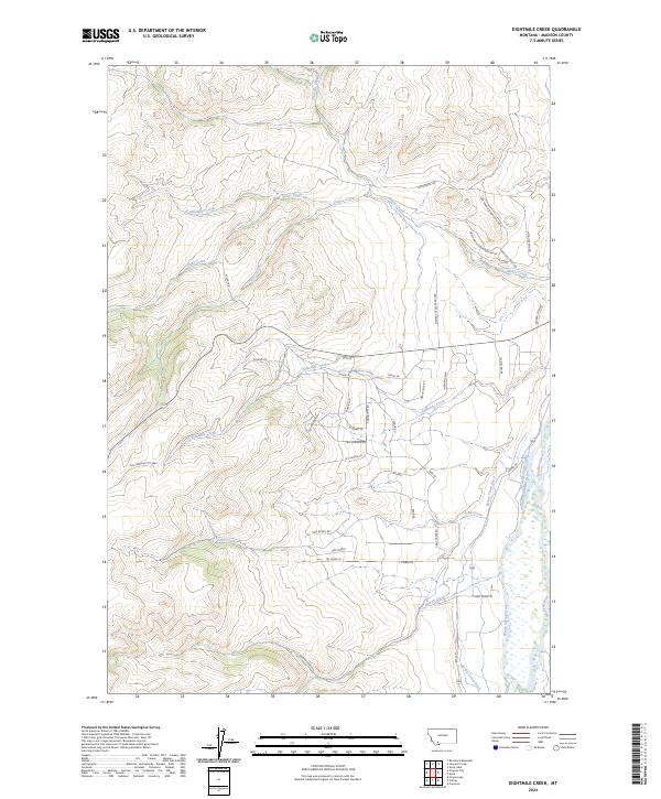 US Topo 7.5-minute map for Eightmile Creek MT