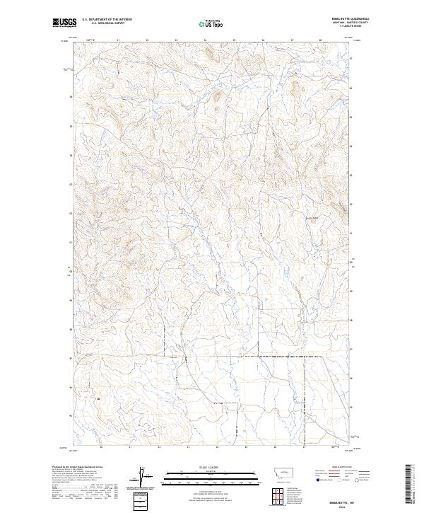 US Topo 7.5-minute map for Emma Butte MT