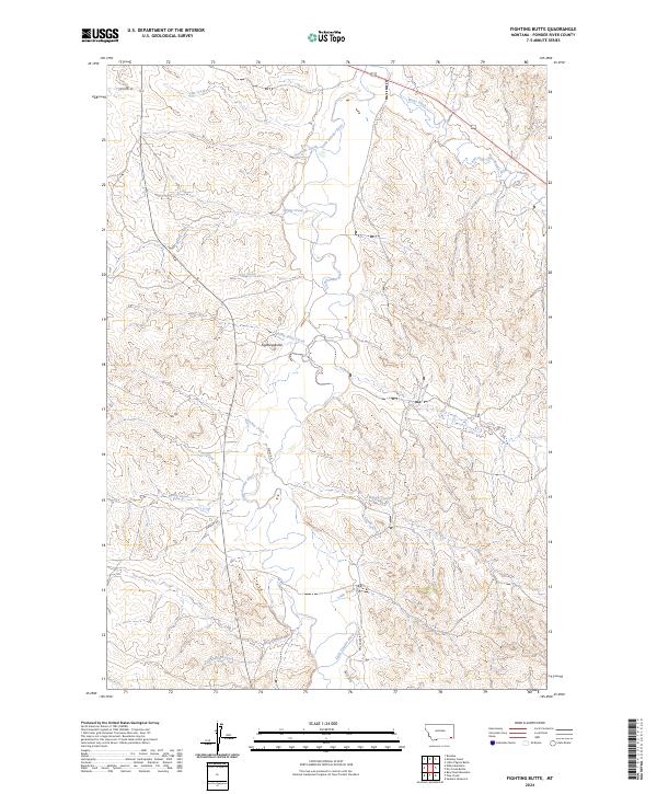 US Topo 7.5-minute map for Fighting Butte MT