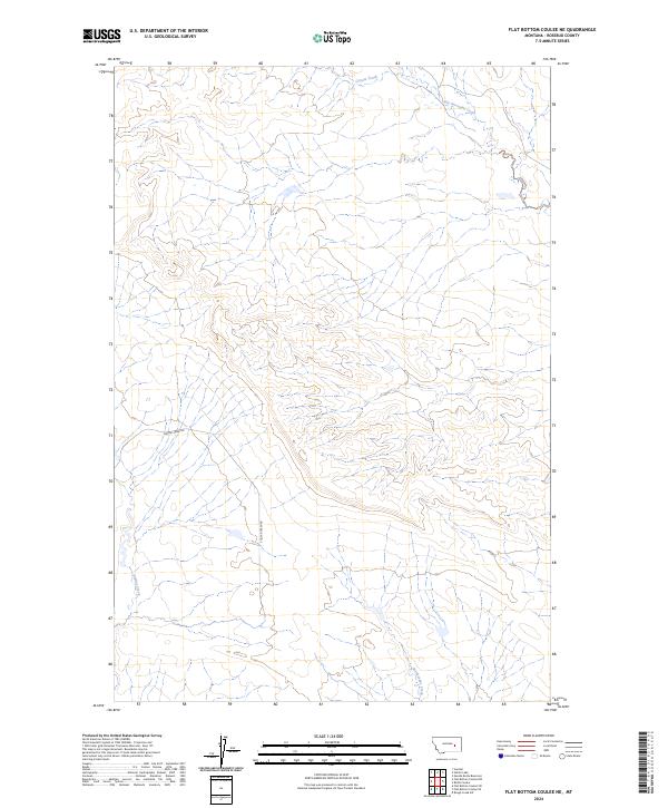 US Topo 7.5-minute map for Flat Bottom Coulee NE MT
