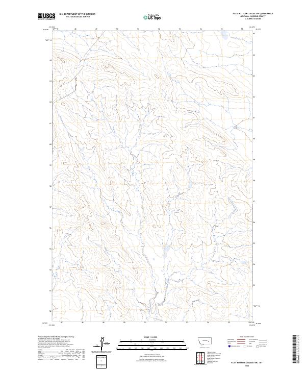 US Topo 7.5-minute map for Flat Bottom Coulee SW MT