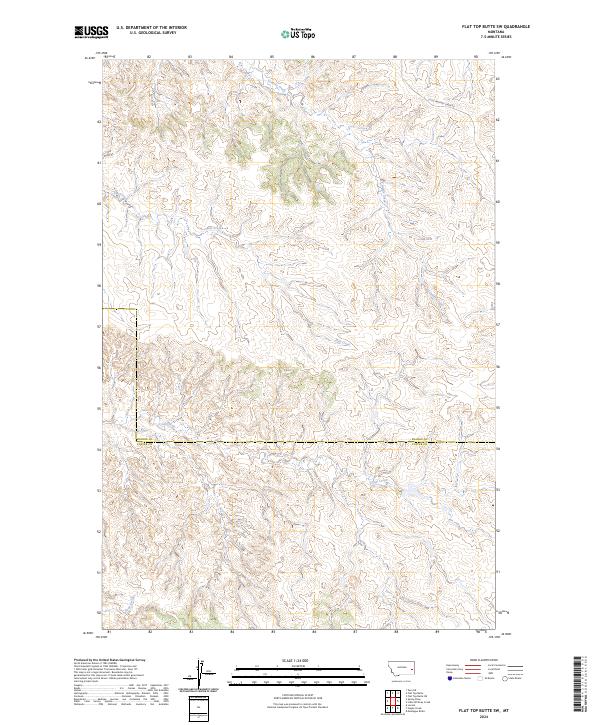 US Topo 7.5-minute map for Flat Top Butte SW MT