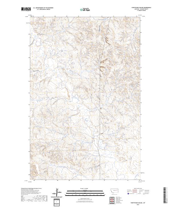 US Topo 7.5-minute map for Fortyfour Coulee MT