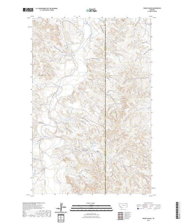 US Topo 7.5-minute map for Frank Coulee MT
