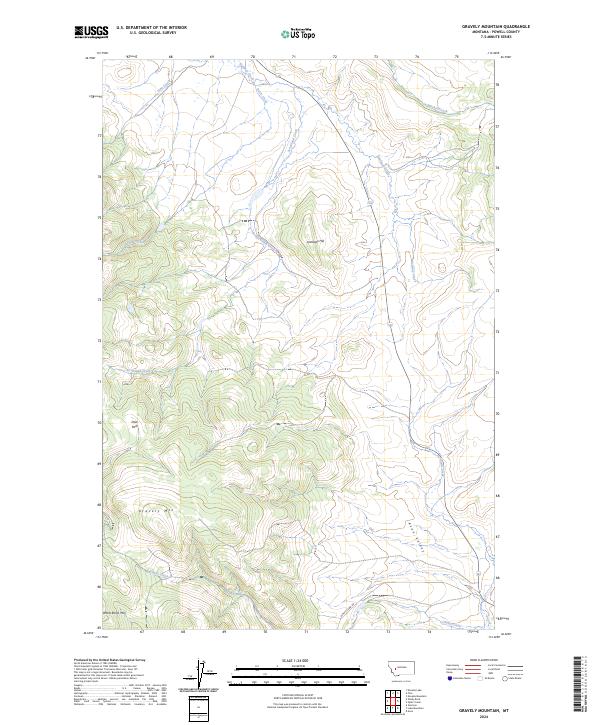US Topo 7.5-minute map for Gravely Mountain MT