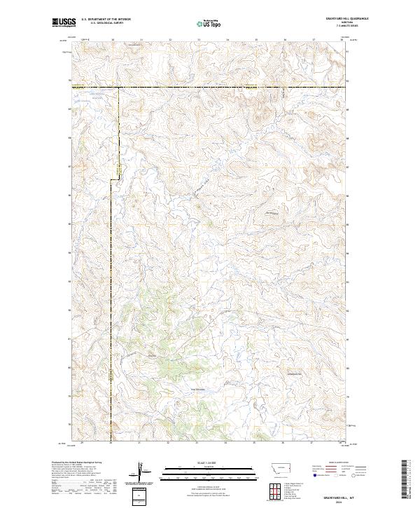US Topo 7.5-minute map for Graveyard Hill MT