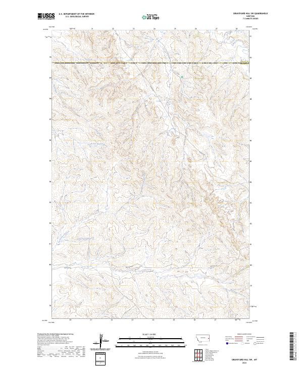 US Topo 7.5-minute map for Graveyard Hill SW MT