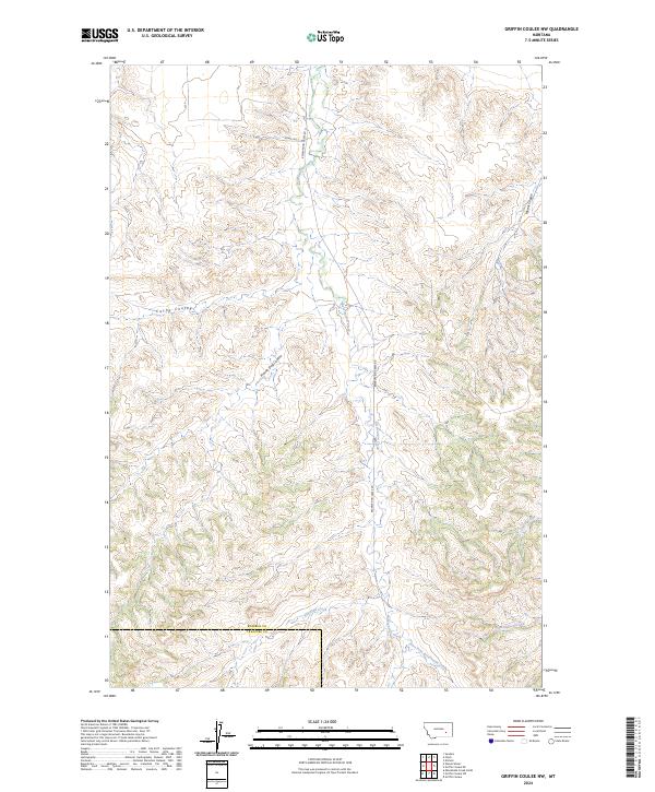 US Topo 7.5-minute map for Griffin Coulee NW MT
