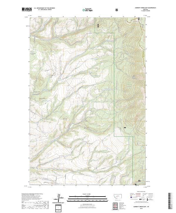 US Topo 7.5-minute map for Gurnett Creek East MT