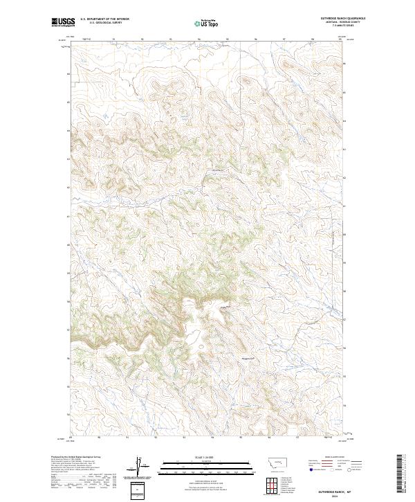 US Topo 7.5-minute map for Guthridge Ranch MT