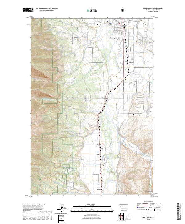 US Topo 7.5-minute map for Hamilton South MT