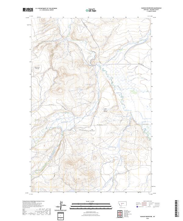 US Topo 7.5-minute map for Hanson Reservoir MT
