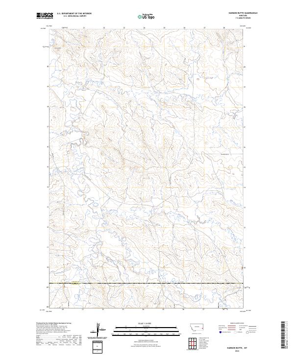 US Topo 7.5-minute map for Harmon Butte MT