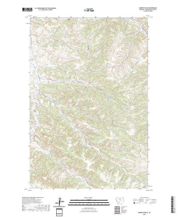 US Topo 7.5-minute map for Harper Coulee MT