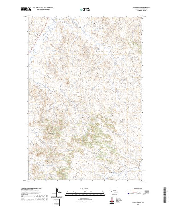US Topo 7.5-minute map for Harris Buttes MT