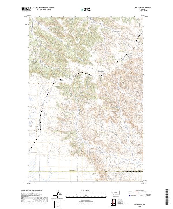 US Topo 7.5-minute map for Hay Basin NE MT