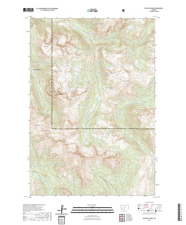 US Topo 7.5-minute map for Haystack Peak MT