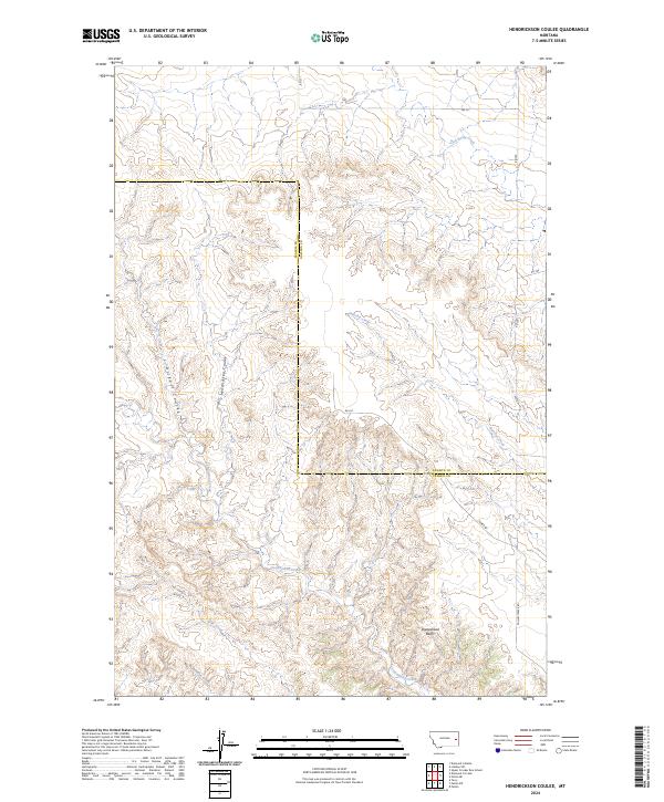 US Topo 7.5-minute map for Hendrickson Coulee MT
