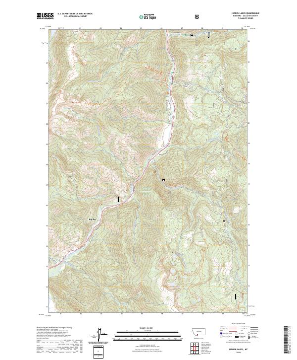 US Topo 7.5-minute map for Hidden Lakes MT