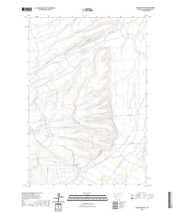 US Topo 7.5-minute map for Highland Ranch MT