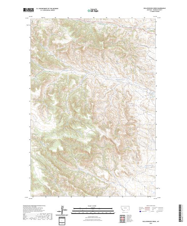 US Topo 7.5-minute map for Hollowwood Creek MT