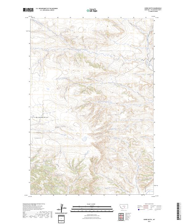 US Topo 7.5-minute map for Horse Butte MT