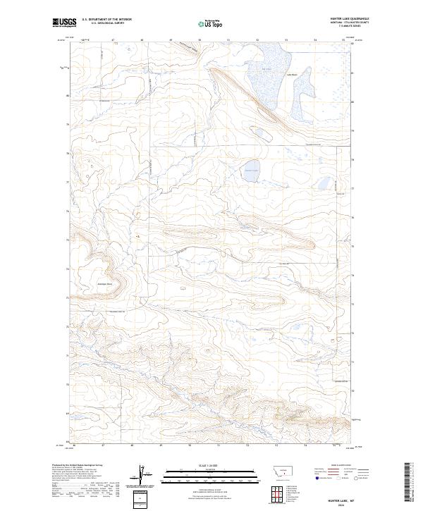 US Topo 7.5-minute map for Hunter Lake MT