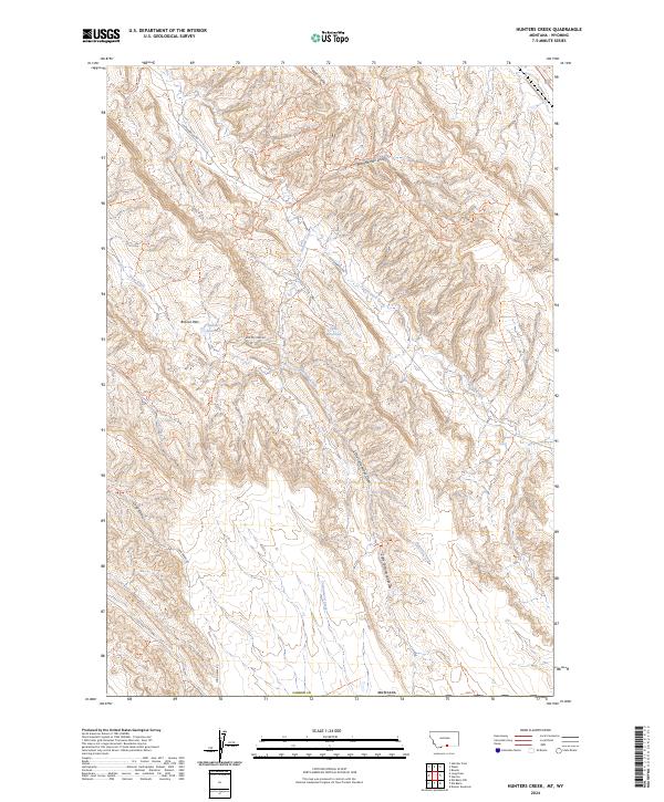 US Topo 7.5-minute map for Hunters Creek MTWY