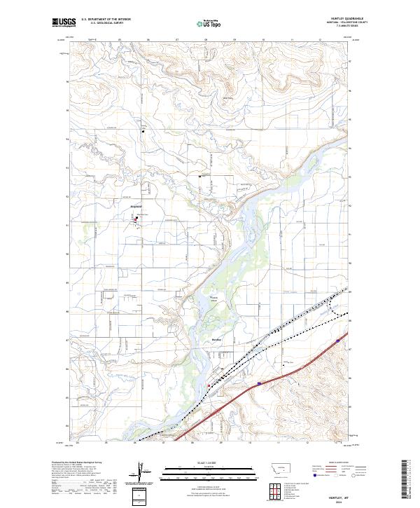 US Topo 7.5-minute map for Huntley MT