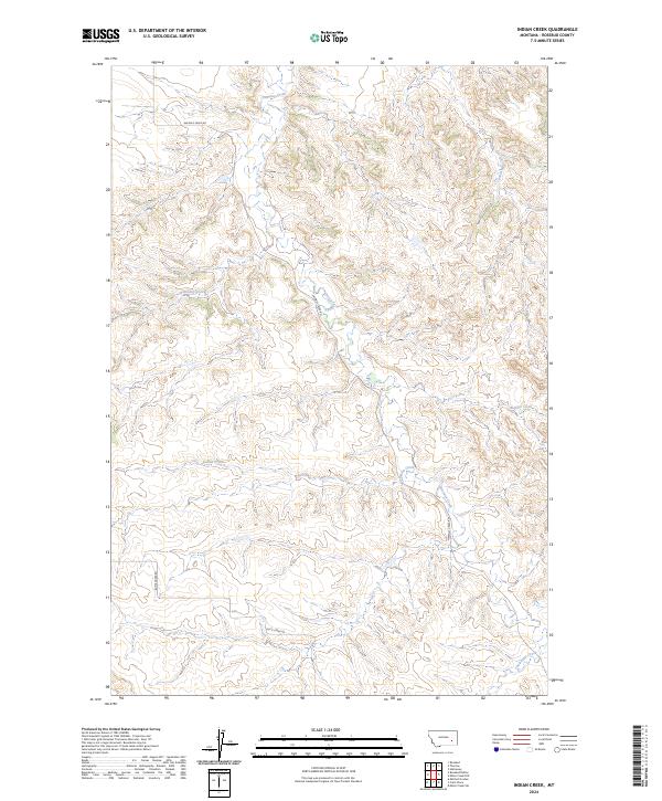 US Topo 7.5-minute map for Indian Creek MT