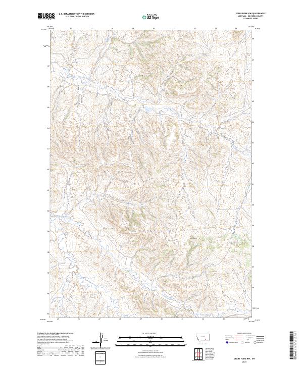 US Topo 7.5-minute map for Jeans Fork NW MT