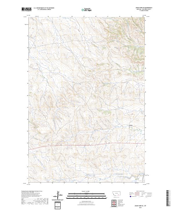 US Topo 7.5-minute map for Jeans Fork SE MT