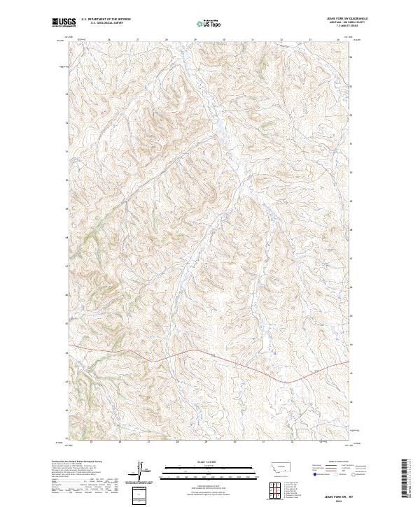 US Topo 7.5-minute map for Jeans Fork SW MT