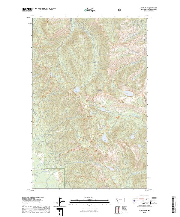 US Topo 7.5-minute map for Jewel Basin MT