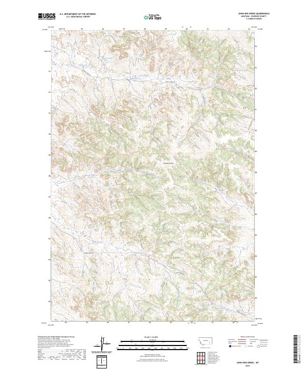 US Topo 7.5-minute map for John Hen Creek MT