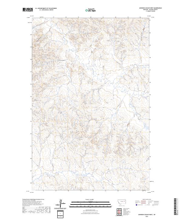 US Topo 7.5-minute map for Johnson Coulee West MT