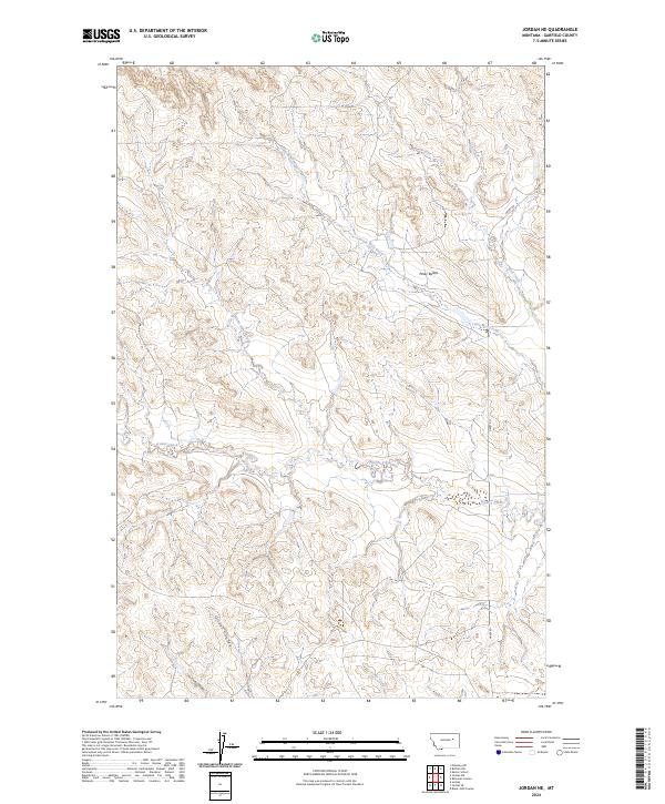 US Topo 7.5-minute map for Jordan NE MT