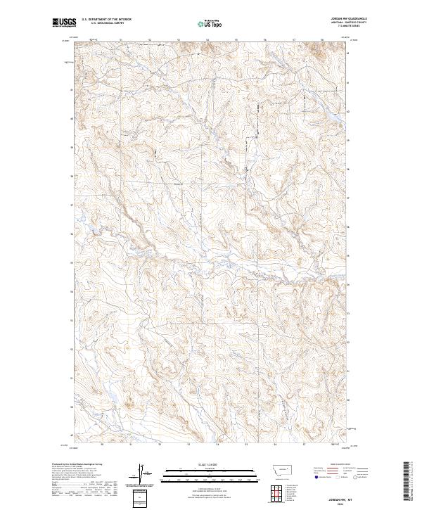 US Topo 7.5-minute map for Jordan NW MT